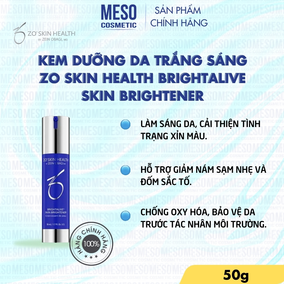 Kem dưỡng da trắng sáng Zo Skin Health Brightalive Skin Brightener